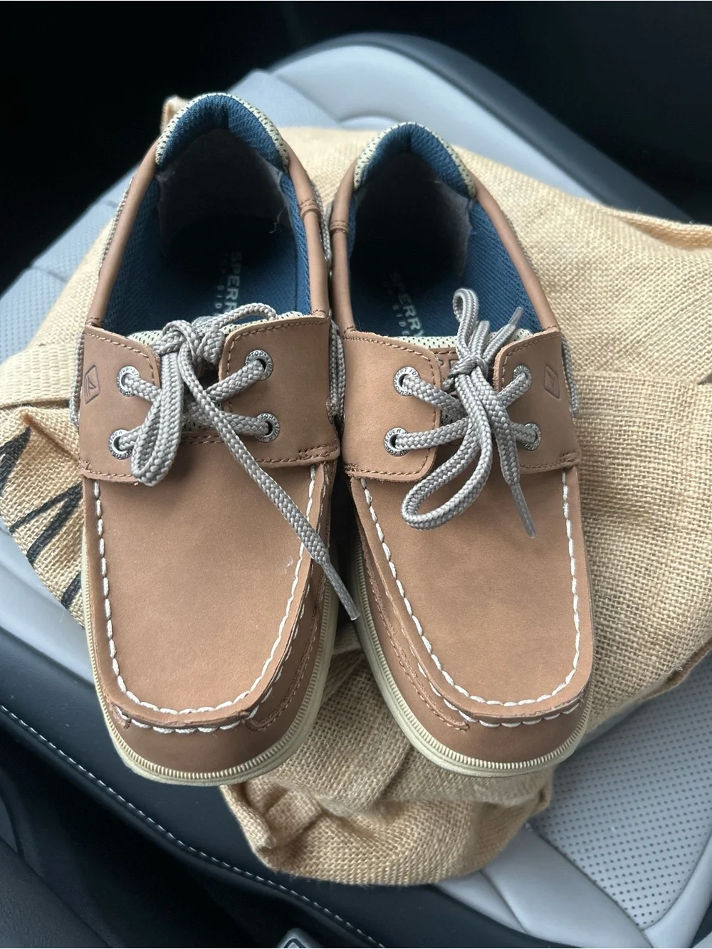 Sperry Boys Tan Leather Moccasin Boat Shoes